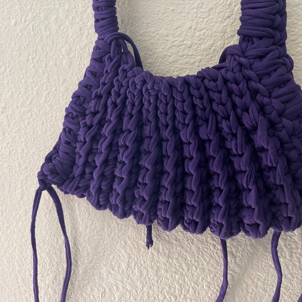 Purple Crochet Crossbody Mini Purse
